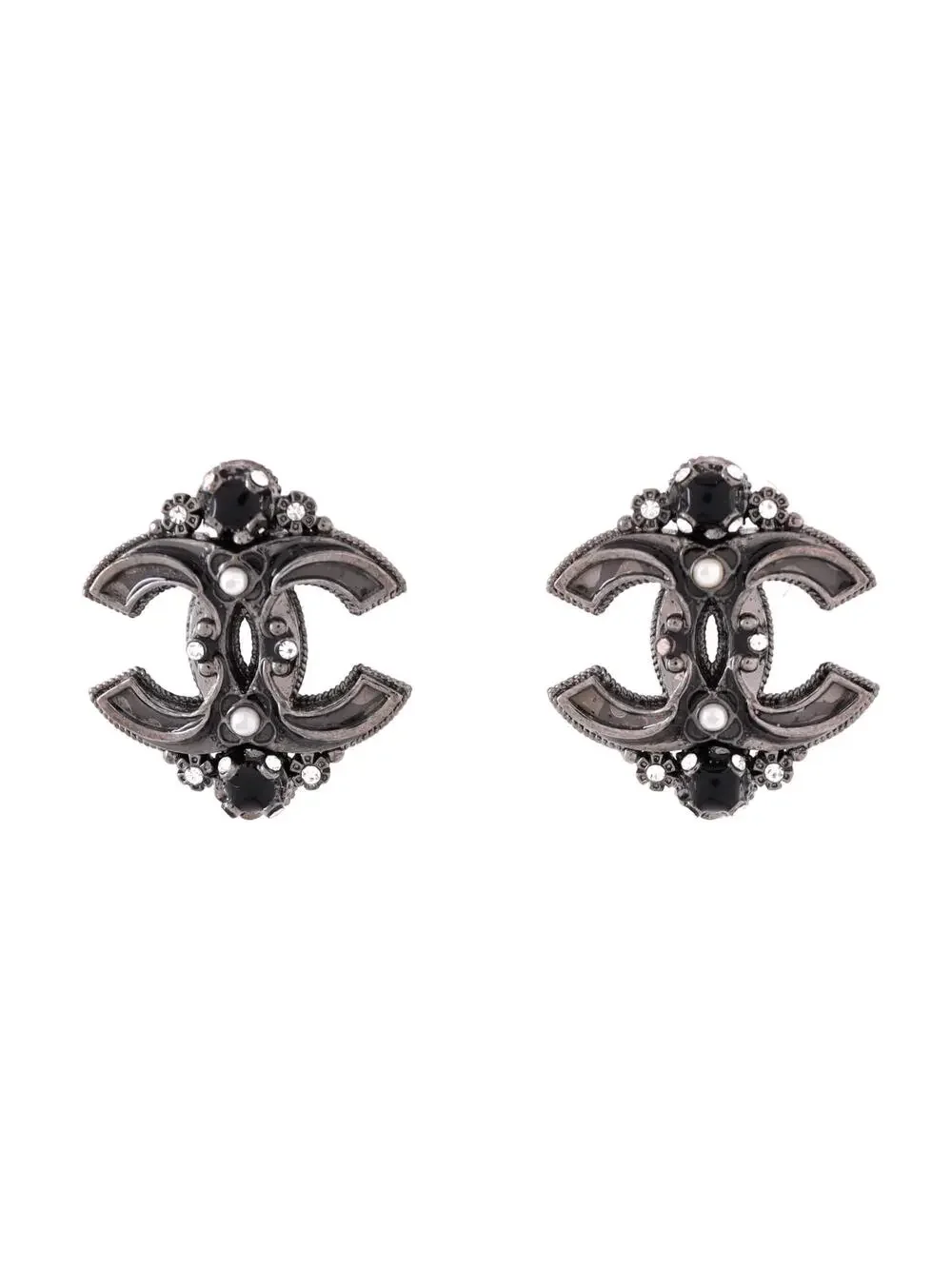 Chanel Cc Stud Earrings Metal With Faux #237542C90B
